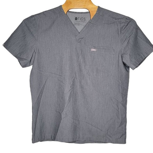 Figs Scrubs Men's Size Large L Graphite Gray Leon Three Pocket Scrub Top‎